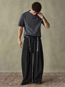 SWAVVY Men's Crew Neck Simple Fashion Commuting Short Sleeve T-Shirt - Grey - View 3