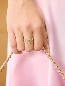 MOTF PREMIUM RHOMBUS FINGER RING, NEW MINIMALIST LUXURY DELICATE RING FOR WOMEN - Gold - View 3