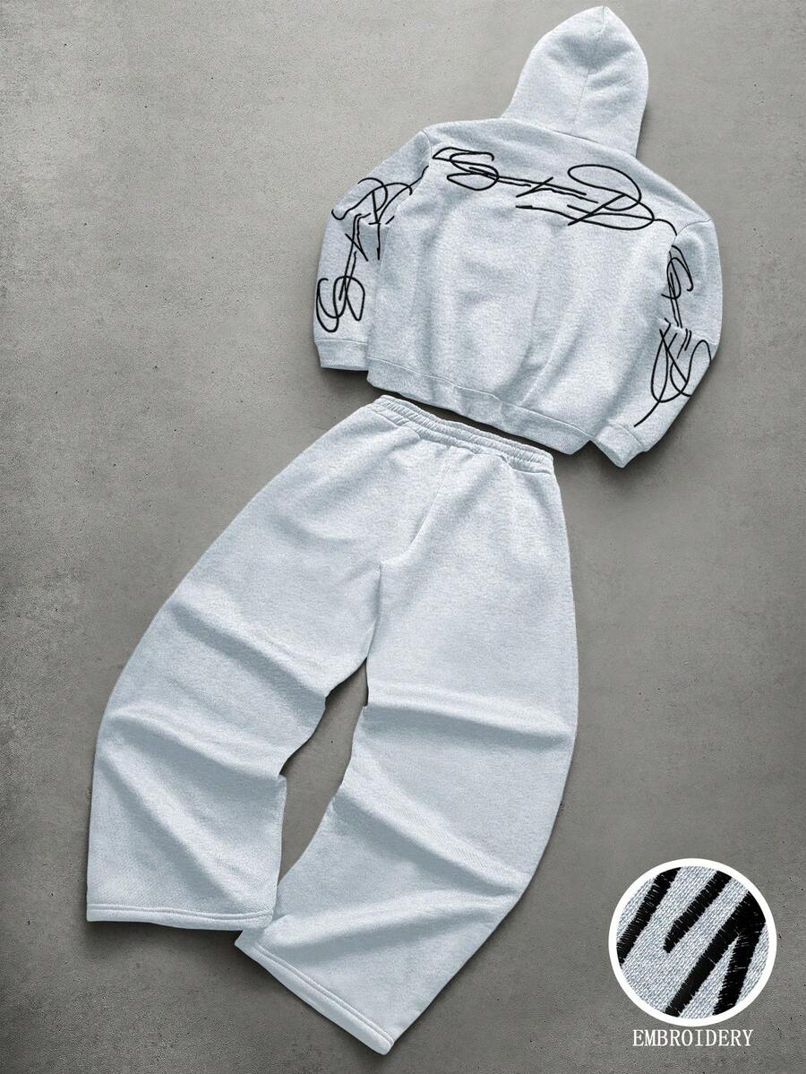 PAVTROS Bộ áo hoodie nam phong cách đường phố phổ biến với họa tiết thêu chữ "Freedom" đặc trưng, thích hợp cho các lễ hội âm nhạc ngoài trời, dạo phố thường ngày, làm quà tặng cho bạn trai/chồng, quà kỷ niệm, màu đen. - Màu Xám nhạt - Xem 1