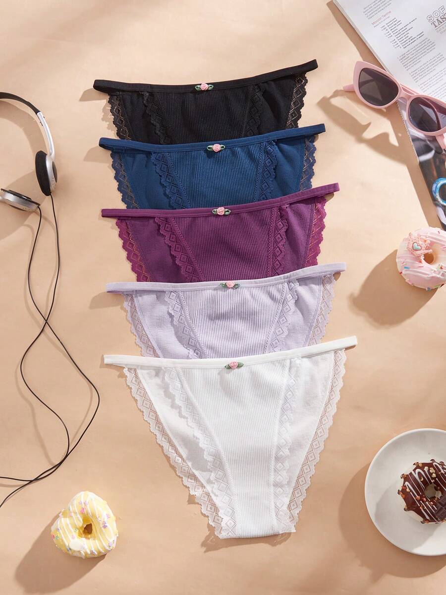 5 chiếc quần lót nữ cạp trung màu trơn thời trang - Nhiều màu - Xem 1