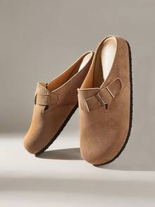 Solecia Sepatu Loafer Datar Kasual Wanita Warna Polos dengan Dekorasi Logam untuk Musim Semi, Liburan Musim Semi, Paskah, dan Natal. - coklat tua - View 6