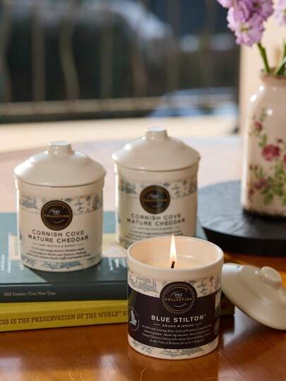 Cirelle 陶瓷香薰蜡烛 - 大豆蜡材质，燃烧时间长达120小时，防风盖，无烟，适合居家使用，复古设计，放松身心的礼物之选。