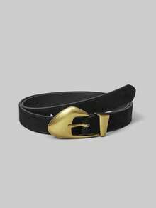 Ontre Black Velvet Metal Buckle Waist Belt, Suitable For Dresses - Black - View 1