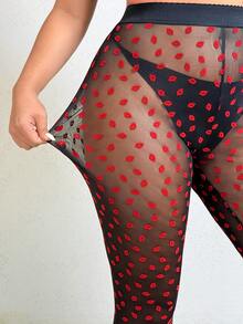 SHEIN EZwear Leggings attillati in rete e patchwork sexy e versatili, per primavera/estate, taglie comode - Multicolore - Visualizzare 1