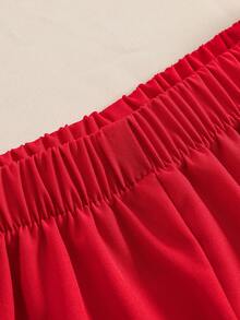 Souflis Souflis 2 pièces/set Haut sans manches avec décoration de pompons 3D cerises mignonnes et short rouge pour jeunes filles, tenue décontractée pour les vacances, été - Rouge - Voir 7