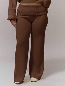 MUSERA Plus Size Sweater Pants Spring - Chocolate Brown - View 2