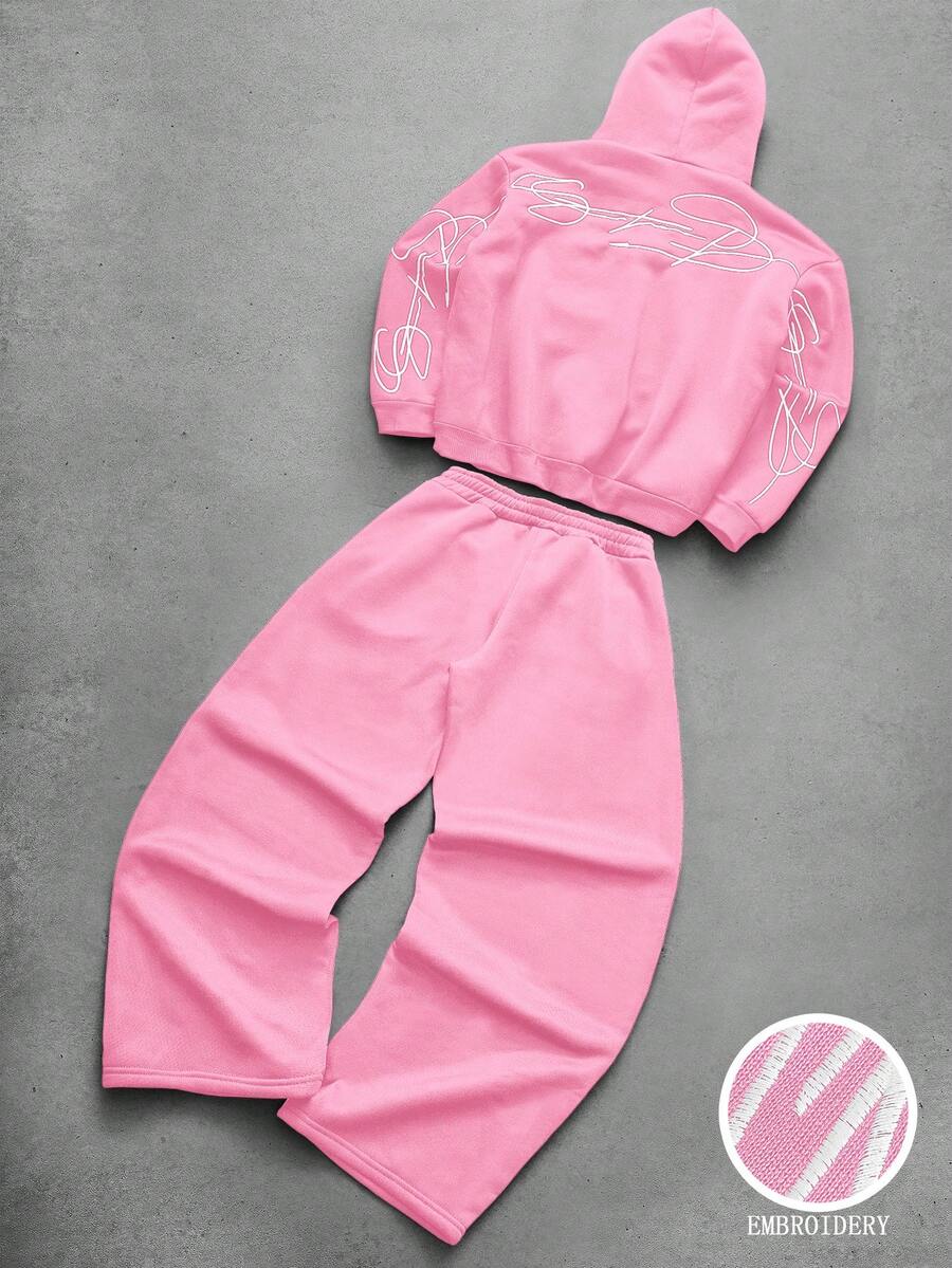 PAVTROS Bộ áo hoodie nam phong cách đường phố phổ biến, thêu chữ "Freedom" đặc trưng, thích hợp cho các lễ hội âm nhạc ngoài trời, dạo phố thường ngày, làm quà tặng cho bạn trai/chồng, quà kỷ niệm, màu đen. - Hồng - Xem 1