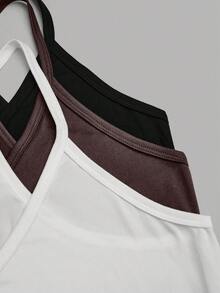 EMERY ROSE Ensemble de 3 débardeurs de sport décontractés col V grande taille. Lot de 3 hauts, débardeurs femme, débardeurs à bretelles fines femme, débardeurs femme courbes, lot de 3 débardeurs femme - Multicolore - Voir 5