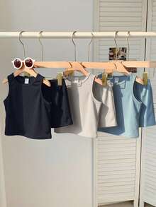 Loomiva Set de 6 piezas de chaleco y pantalones cortos de punto casual y lindo para bebé niño, paquete básico, para verano - Multicolor - Ver 6