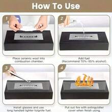 Portable Alcohol Fireplace Lamp - Rectangular Tabletop Design, Glass & Metal Construction For Outdoor Ambiance And BBQ Christmas And Halloween Gifts