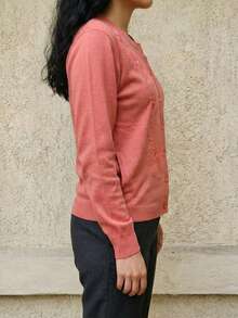 Women's Soft Sweater With Colorful Flower Embroidery - coral - View 3