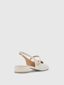 CUCCOO BIZCHIC 女士简约黑色露跟平底鞋，无后跟休闲通勤鞋 - 米色 - 查看 10