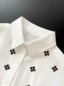 Resyla 女士休闲通勤全印花宽松长袖衬衫 - 彩色 - 查看 4