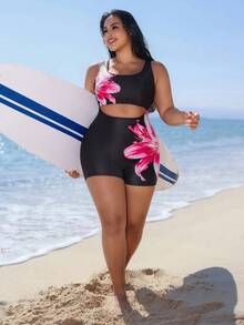 Swim SPRTY Áo tắm liền thân cỡ lớn in hoa mới năm 2026, kiểu dáng thể thao, thích hợp cho lướt sóng. - Nhiều màu - Xem 1