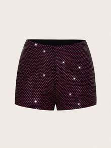 SHEIN Unity Shorts sexy de mujer con decoración de rhinestones (corte aleatorio) estilo Y2K - Multicolor - Ver 6