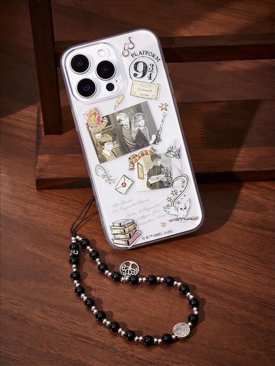 HARRY POTTER X SHEIN Cineframe Pattern Printed Transparent Phone Case, Compatible With IPhone 11 - 17 Pro Max - transparent white - View 1