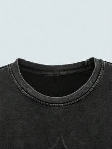 Modcrash 1 chiếc quần thể thao nam hiệu "THE STAR" in logo ngôi sao, khóa kéo bên hông, ống quần rộng rãi, gấu quần rách, kiểu dáng suông, thích hợp cho trang phục thu đông hè, phù hợp mặc hàng ngày, dáng rộng thoải mái, trang phục đi nghỉ hè, phong cách retro Mỹ, unisex, dáng rộng thoải mái – Thích hợp mặc hàng ngày và trang phục đi nghỉ hè. - màu đen - Xem 3