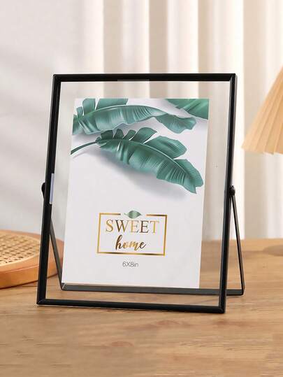 1pc Black Metal Frame Acrylic Floating Photo Holder, Modern Decorative Frame Gifts Birthday Graduation