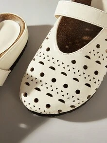 Solecia Women's Casual Versatile Commuting Minimalist Hollow Slip-On Flats - Beige - View 5