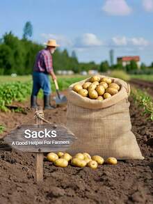 1 حقيبة من الخيش عالية الكثافة 19 * 27 بوصة مع إغلاق بسحاب لتخزين البطاطس والمحاصيل الزراعية، منظم للحصاد الزراعي - أصفر - مشاهدة 4