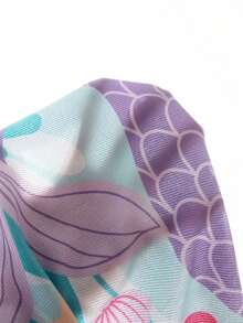 SHEIN Baby Girl Mermaid Print Hooded Cover-Up Swimsuit