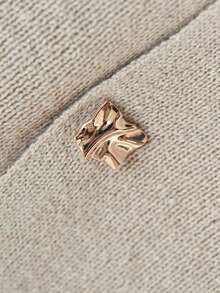 SHEIN CURVE+ 新款极简时尚通勤深V领短袖薄款双扣收腰修身休闲开衫 - 卡其色 - 查看 5