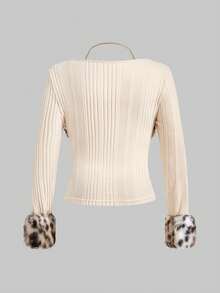 ROMWE J-Fashion Áo crop top ôm sát in họa tiết da báo Harajuku Y2K cỡ lớn dành cho nữ - Cà phê nâu - Xem 5