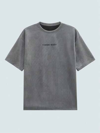 Modcrash 男士夏季字母印花复古短袖T恤，落肩休闲圆领宽松T恤，适合日常通勤、送给男友、外出穿着，春秋换季复古美式风格，男女皆宜的夏季上衣，适合日常穿着，宽松版型，夏季度假穿搭