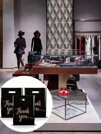 30 återanvändbara svarta presentpåsar, shoppingkassar, platta kassar och handhållna plastpåsar – perfekta för tackpresenter, högtidsfester, butiker, boutiquer och detaljhandelsföretag – de mest populära presentpåsarna