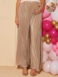 Loomaby 孕妇可调节腰围条纹裤，适合派对穿着