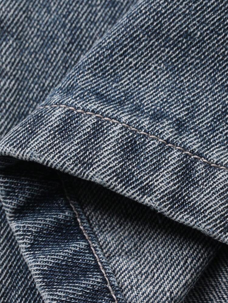 Teen Girls' Casual Versatile Everyday Wear Denim Wide Leg Pants With Pockets, Buttons, Bow Embroidery Design