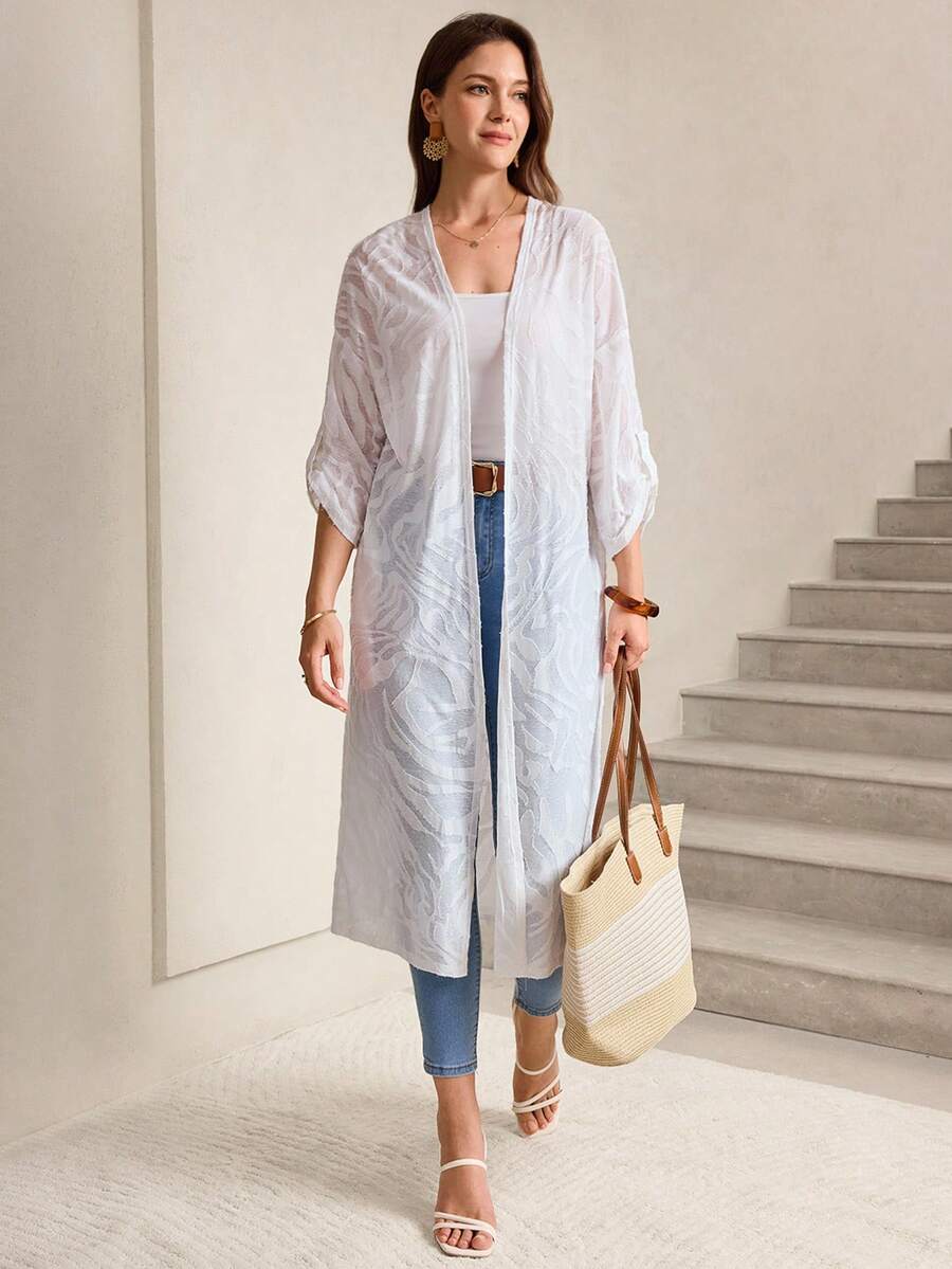 Miaspire Women's Casual Everyday Cut-Out Zebra Print Regular JacketWHITE COAT,Going Out COAT - White - View 1