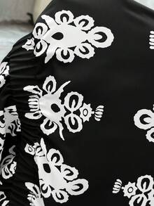 SHEIN Maternity Summer Vacation All-Over Print V-Neck Sleeveless Dress - Black and White - View 6