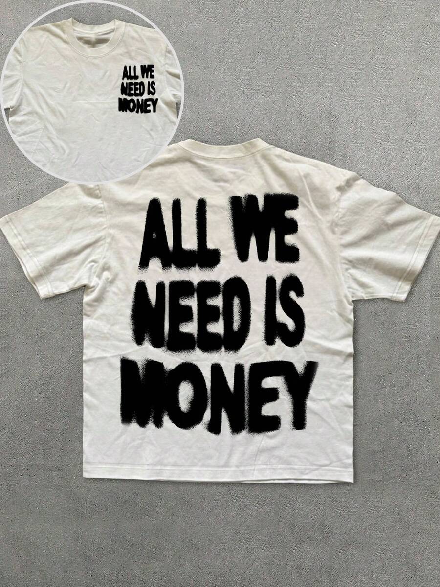 Glimmora Men's Contrast Color Print Round Neck Short Sleeve Standard Fit T-Shirt - White - View 1