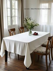 1pc, 59*82.6 Inch White Suitable Rectangular Tablecloth Table Cover, Polyester Polyester Washable Trade Show Table Cover For Rectangular Folding Table, Craft Fair, Display, Party, Wedding Reception, Wedding, Event, Party, Ceremony ,Halloween,Christmas,Buffet,Birthday,Decorative Fabric,Reception,Restaurant,Outdoor Event Camping,Banquet Daily Use - White - View 4