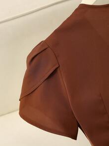 Franclia Women's Summer Solid Brown Cross Neck Ruffled Metal Buckle Hooded Sleeve Short Sleeve Elegant Long Dress Brown Dress Spring Outfit Women's Spring Outfit Summer Clothing Women's Summer Outfit Summer Dress Elegant Party Dress Party Dress Graduation Dress Graduation Dress Elegant Dress Women's Elegant Outfit Women's Elegant Outfit Prom Role Play Elegant, Fashionable, Casual, Commuter, Business Office, Everyday Casual, Versatile Temperament, Urban Teacher Professional Attire Sexy Date Outfit Women's Date Outfit Women's Holiday Outfit Women's Clothing Sexy Women's Clothing Party Outfit Women's Thanksgiving Outfit Women's Thanksgiving Dress New Year's Outfit New Year's Party Outfit Women's Clothing