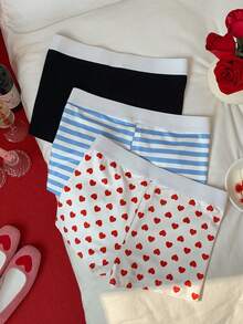 Comfortcana 2026 New Fashionable Women's Button Design Elastic Waist Casual Shorts Summer Valentine's Day Beach Shorts Vacation Graphic Shorts - Multicolor - View 2