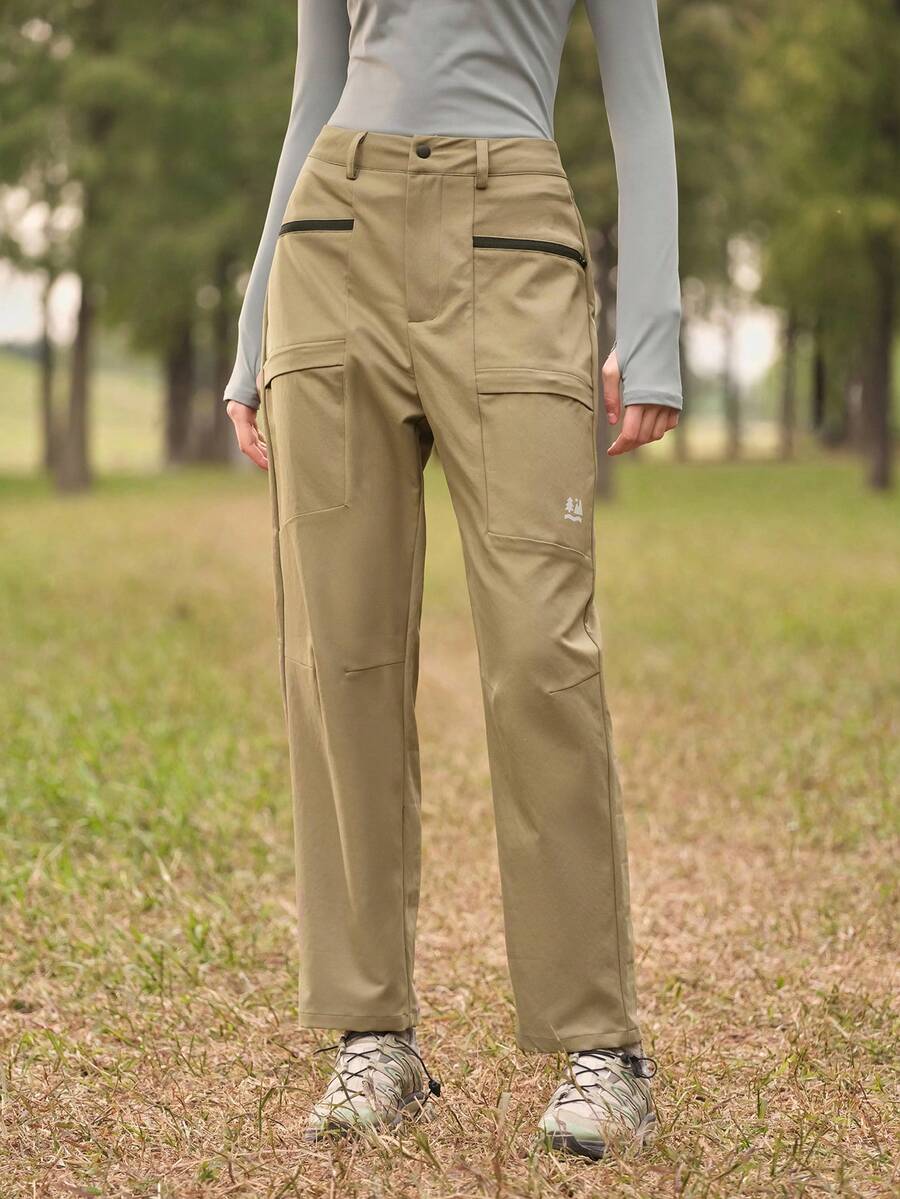 SHEIN In My Nature 女士休闲百搭户外裤，带腰带环 - 摩卡棕 - 查看 1