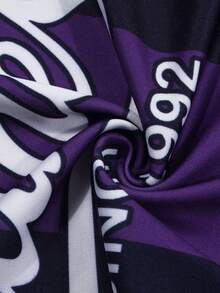 ROMWE MEN Prep Áo polo nam tay ngắn in chữ và sọc phối màu tương phản - Nhiều màu - Xem 5