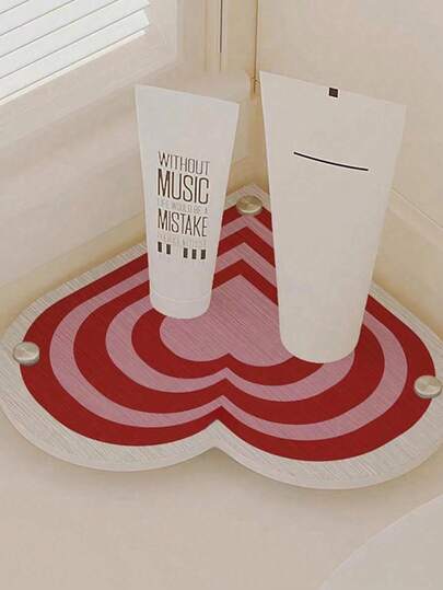 Zazumi 卡通心形硅藻土吸水垫多功能排水收纳架，适用于浴室、酒店盥洗台