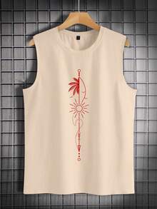 Manfinity RSRT Men's Casual Vacation Sun Print Tank Top - Khaki - View 2