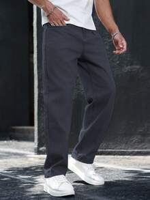 Manfinity Homme 男士休闲百搭通勤水洗牛仔裤 - 灰色 - 查看 6