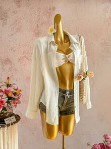 Sunnyshic 女士休闲亚麻混纺长袖衬衫，优雅百搭，适合日常穿着，春夏款