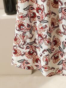 Lacomfia Áo kiểu nữ cỡ lớn họa tiết hoa, thắt nơ, đa năng. - Nhiều màu - Xem 4