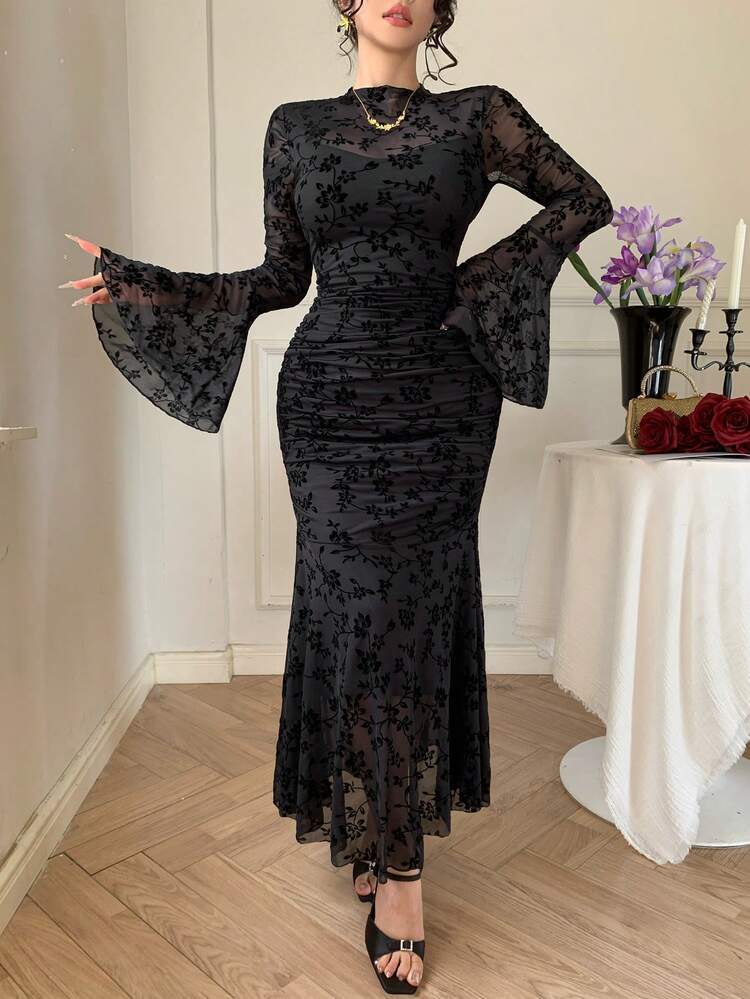Women's Elegant Lace Pleated Fishtail Dress, Spring/Summer Sundress