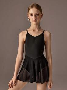 Tween Girls' Sportswear, Ballet Skirt, With A Bow Design At The Back, Suitable For Dance Training And Practice; Highly Elastic And Breathable. Also Suitable For Everyday Wear. - Mauve Purple - View 4