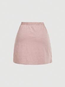 SHEIN MOD 大码夏季休闲格子裹身裙 - 粉色 - 查看 2