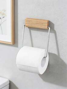 Madebyblanc Minimalist Wall Mounted Toilet Paper Holder, Wooden And Metal Bathroom Tissue Roll Rack - Multicolor - View 5