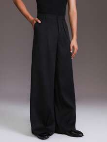 STYNVO Quần ống rộng dáng rộng, đơn sắc, túi xếp ly dành cho nam - màu đen - Xem 5