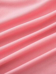 女童甜心格子睡衣套装，粉色罗纹荷叶边短袖 - 粉色 - 查看 11